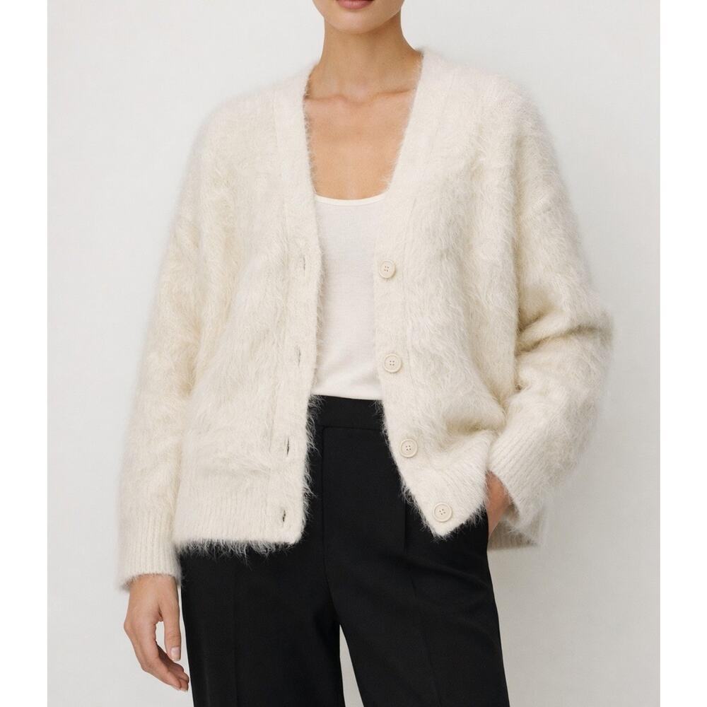 Toteme Boxy Alpaca Cardigan Sweater Ivory Size XS / S fits like Medium